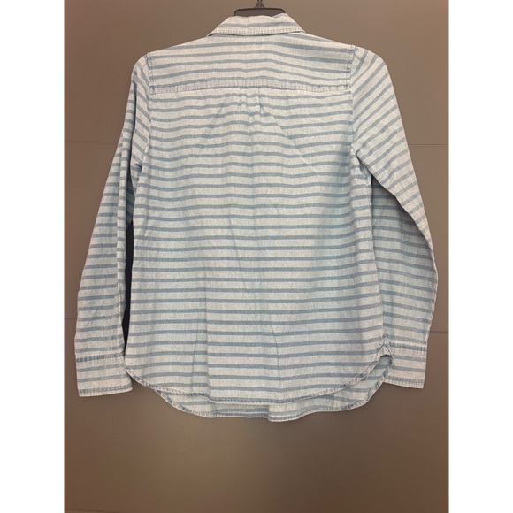 J. Crew Womens Blue Striped Cotton Popover Shirt Size 6 Style 02267 Long Sleeve - Picture 2 of 6